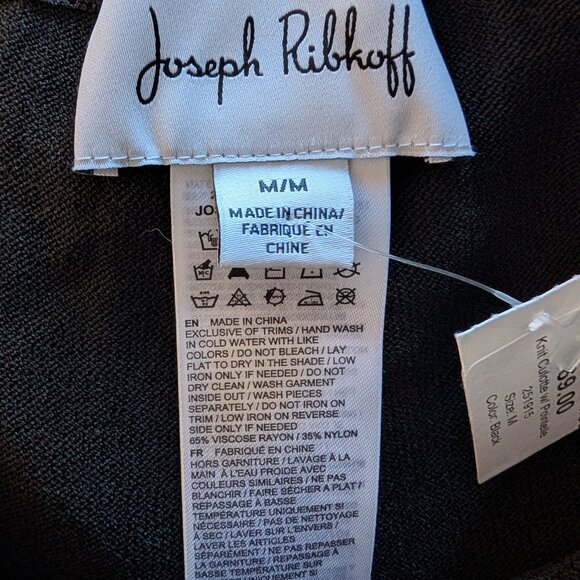 Joseph Ribkoff Black Knit Culottes Pointelle Hem Medium Pull-On Cropped Wide Leg - Picture 7 of 8